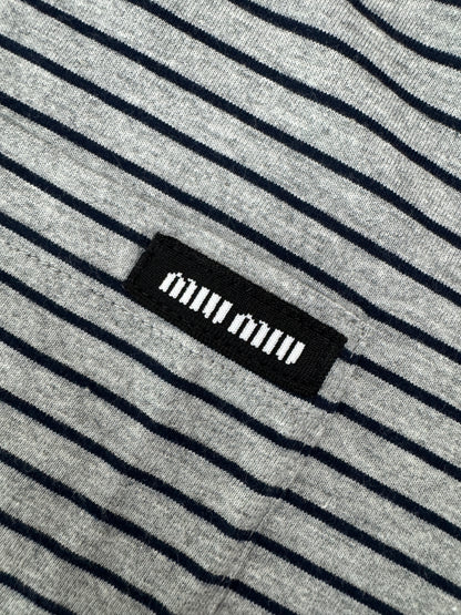 MIU MIU 做舊條紋長袖T恤