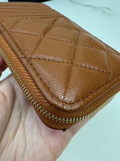 CHANEL L型拉鏈小錢包 焦糖棕