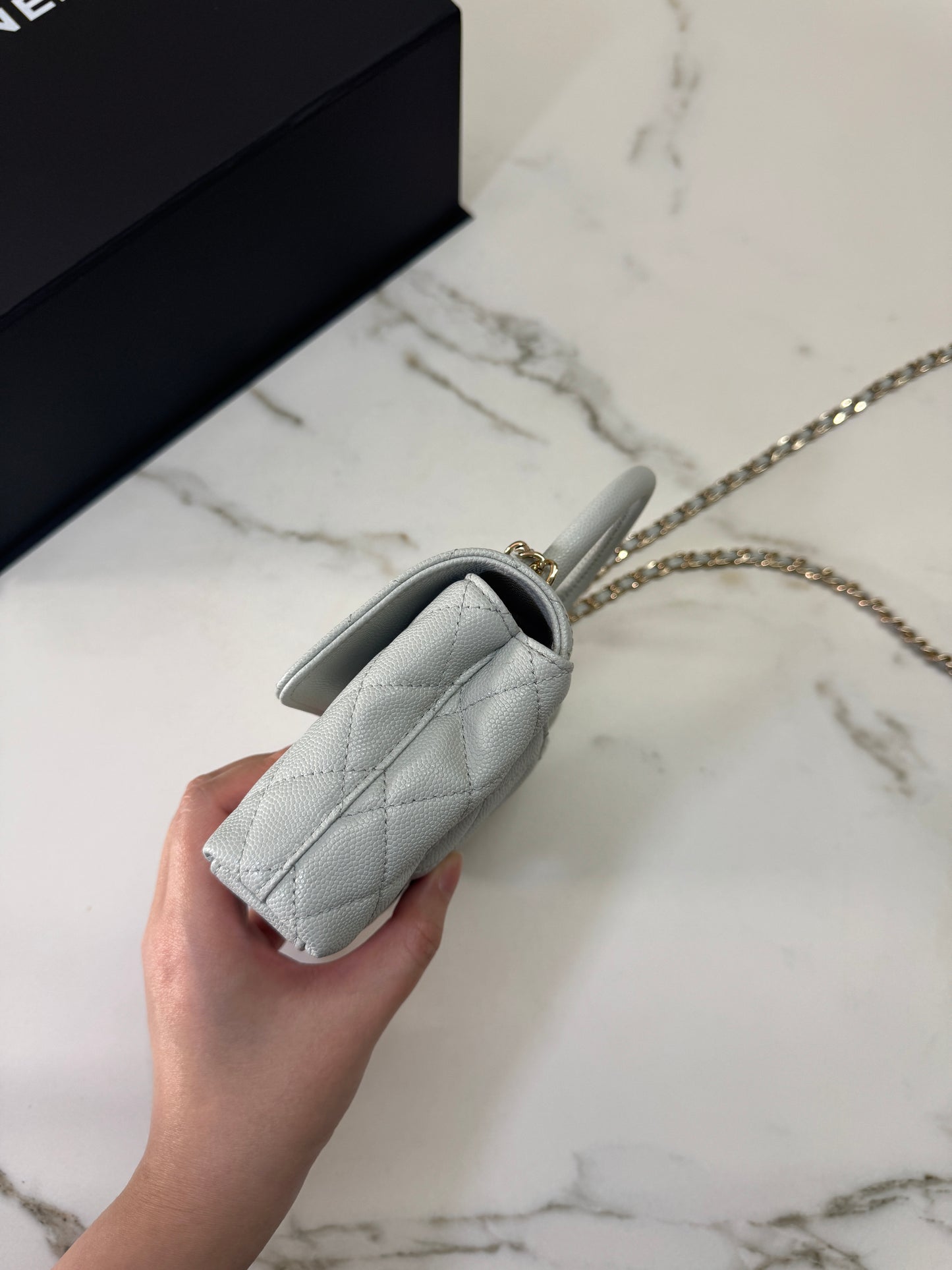 CHANEL 超Mini Coco Handle 24K 灰藍色