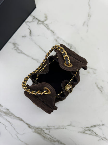 CHANEL 25Bag 麂皮深棕色 Small