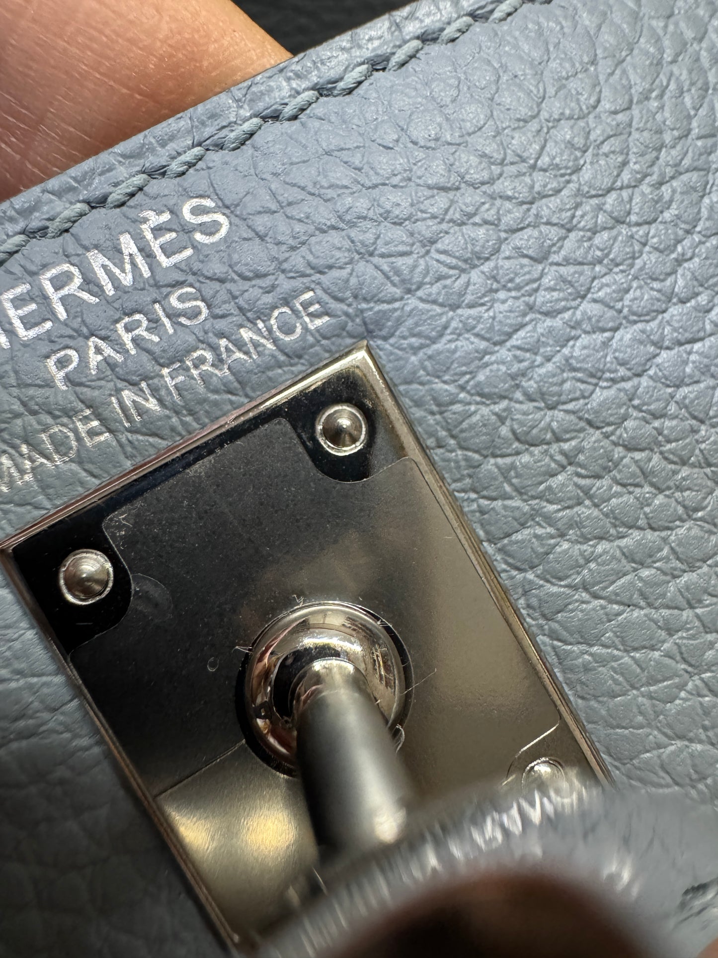 HERMES Kelly 25 亞麻藍 銀扣 內縫 Togo Selier