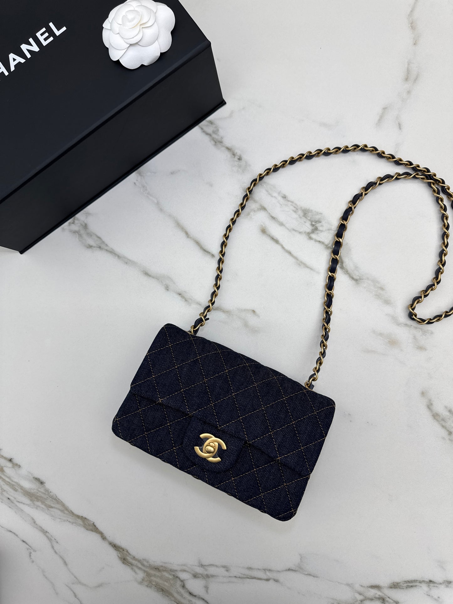 CHANEL 26P 深藍牛仔 Mini CF20