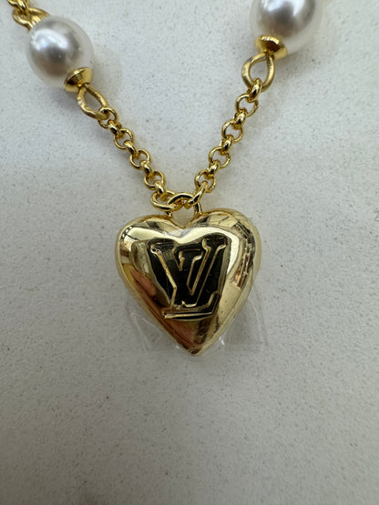 LV 愛心鎖珍珠項鏈