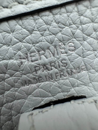 HERMES Mini Evelyne 霧霾藍銀扣 T0 Bleu Brume PHW