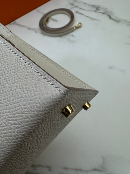 HERMES Mini Kelly II 奶昔白金扣 Epsom GHW