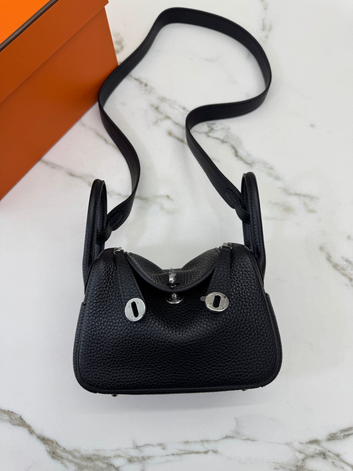 HERMES Mini Lindy 一代 黑銀 Noir PHW