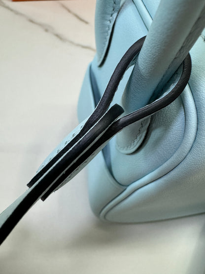 HERMES Mini Lindy 霧霾藍T0 銀扣 swift