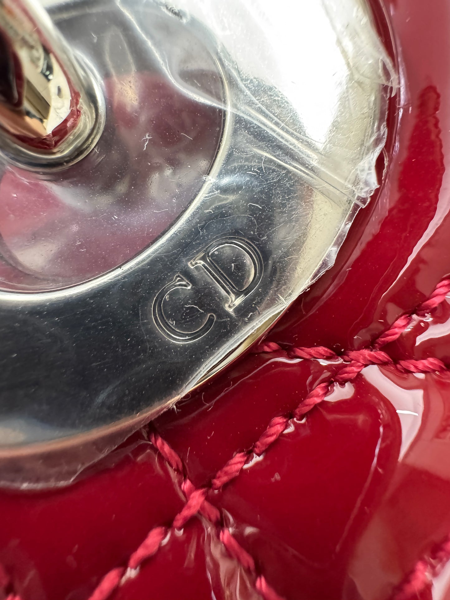 DIOR Mini Lady Dior 漆皮Cherry Red Shinny Calfskin