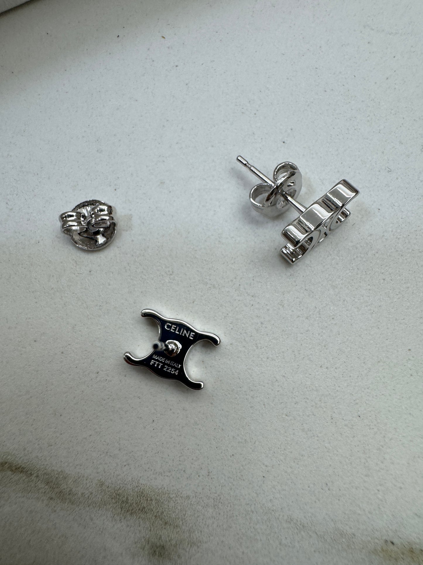 CELINE 銀色凱旋門耳釘