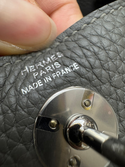 HERMES Mini Lindy 積雨雲灰銀扣 0L Gris Meyer PHW