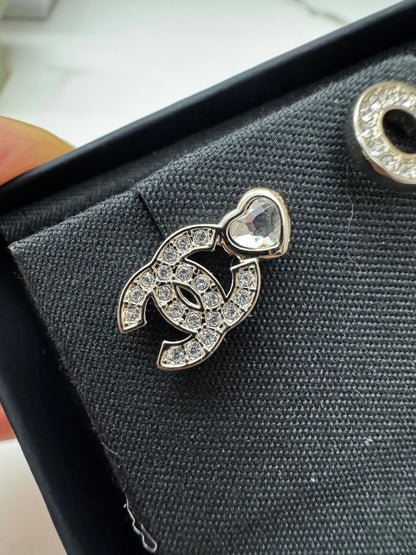 CHANEL 25B Coco愛心鴛鴦耳環