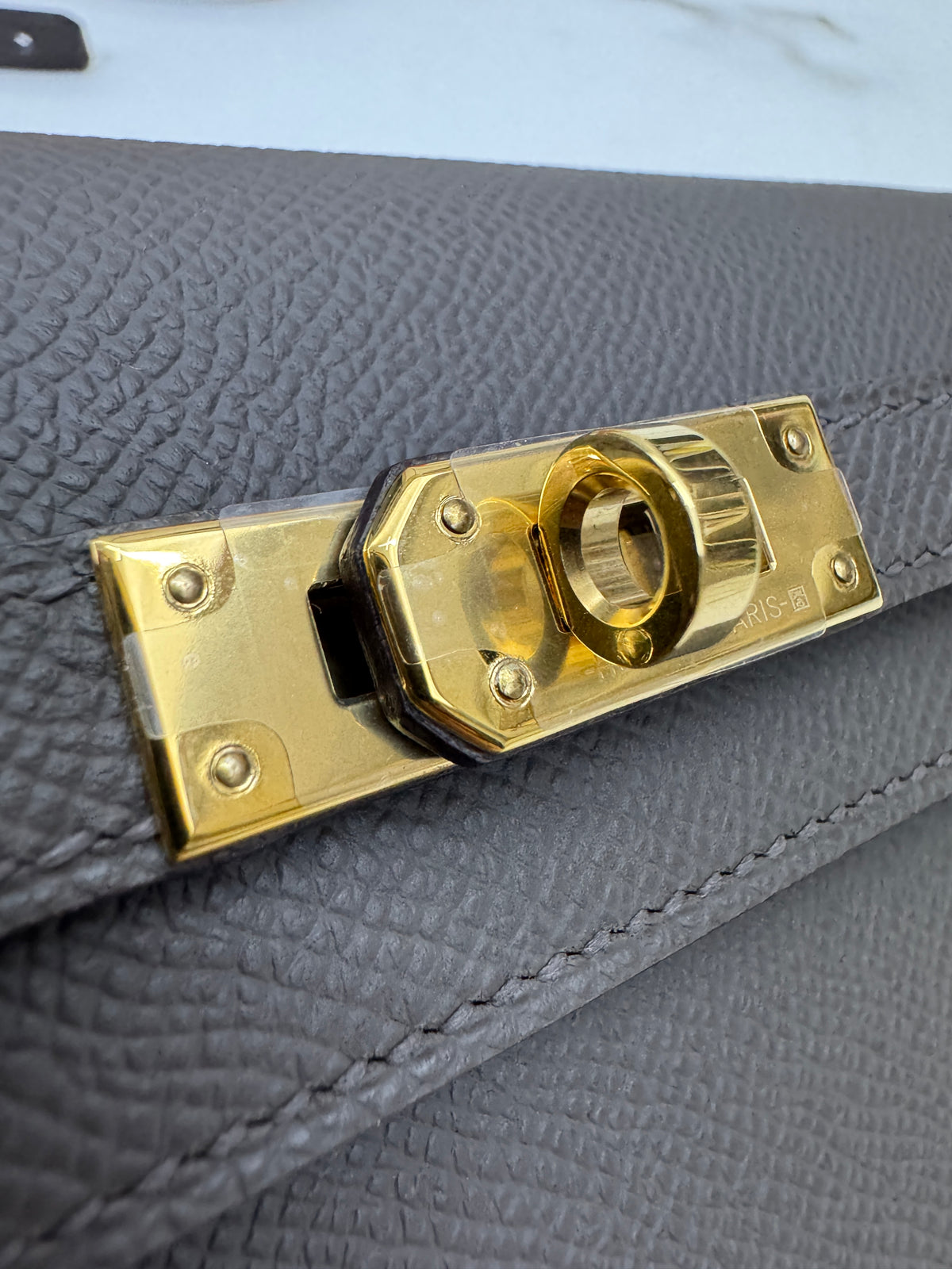 HERMES Kelly to-go 錫器灰金扣 Epsom
