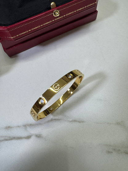 CARTIER Love Bracelet 經典粗版 4鑽 金色