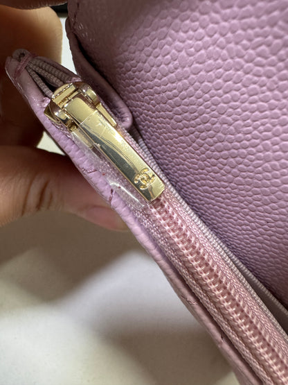 CHANEL 24A粉紫 新版拉鏈 CF Cardholder