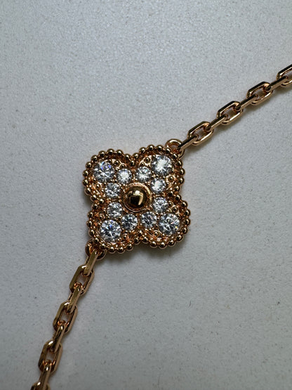 VCA Vintage Alhambra Bracelet 五花灰貝母拼鑽 玫瑰金手鏈