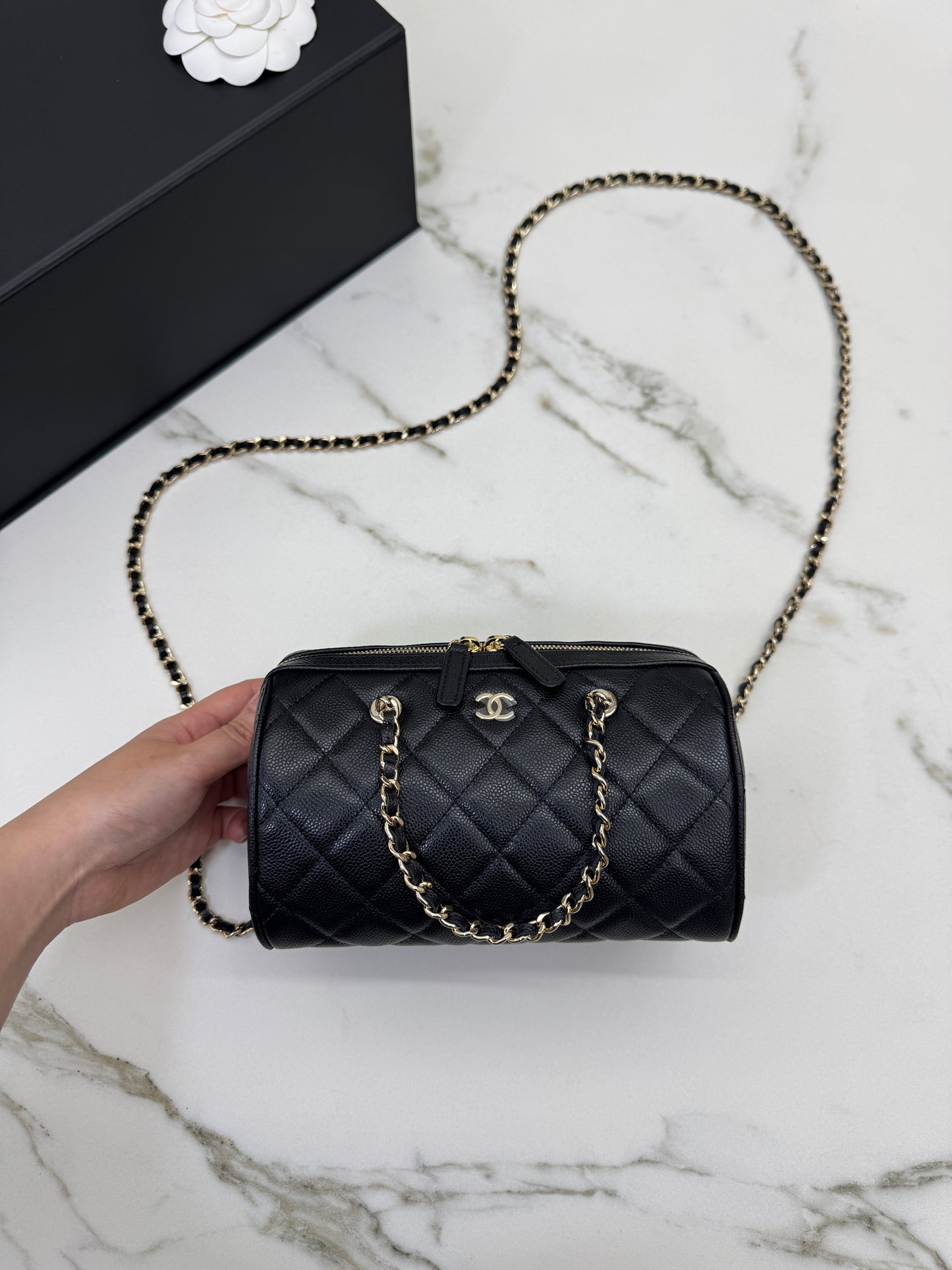 CHANEL 25P保齡球 黑色牛皮￼