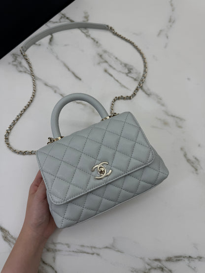CHANEL Mini Cocohandle 霧霾藍/冰川藍 Cloud Blue
