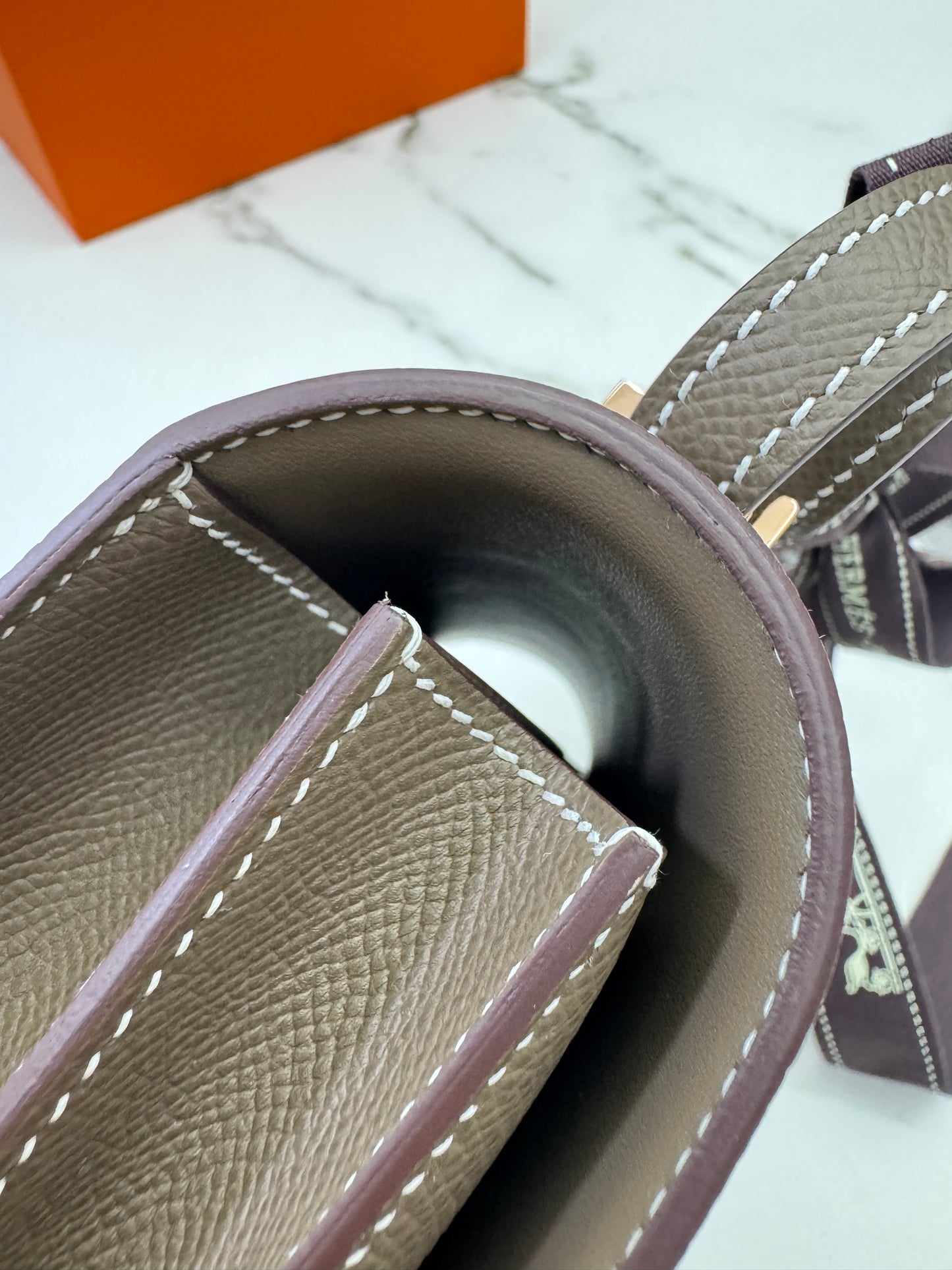 HERMES Mini Constance 大象灰 Epsom 玫瑰金扣