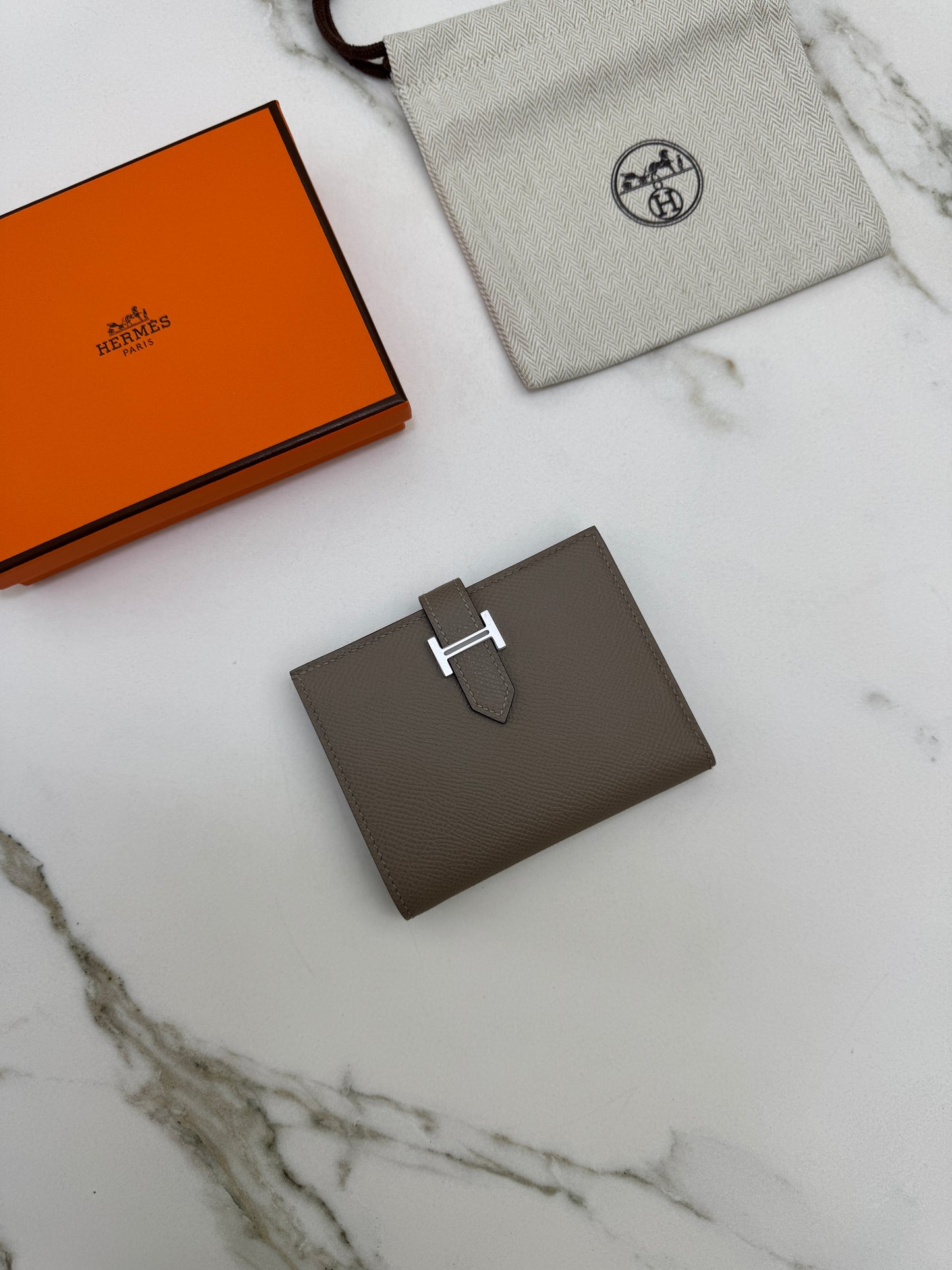 HERMES Bearn Wallet 瀝青灰銀扣 Epsom M8 Gris Asphalt PHW