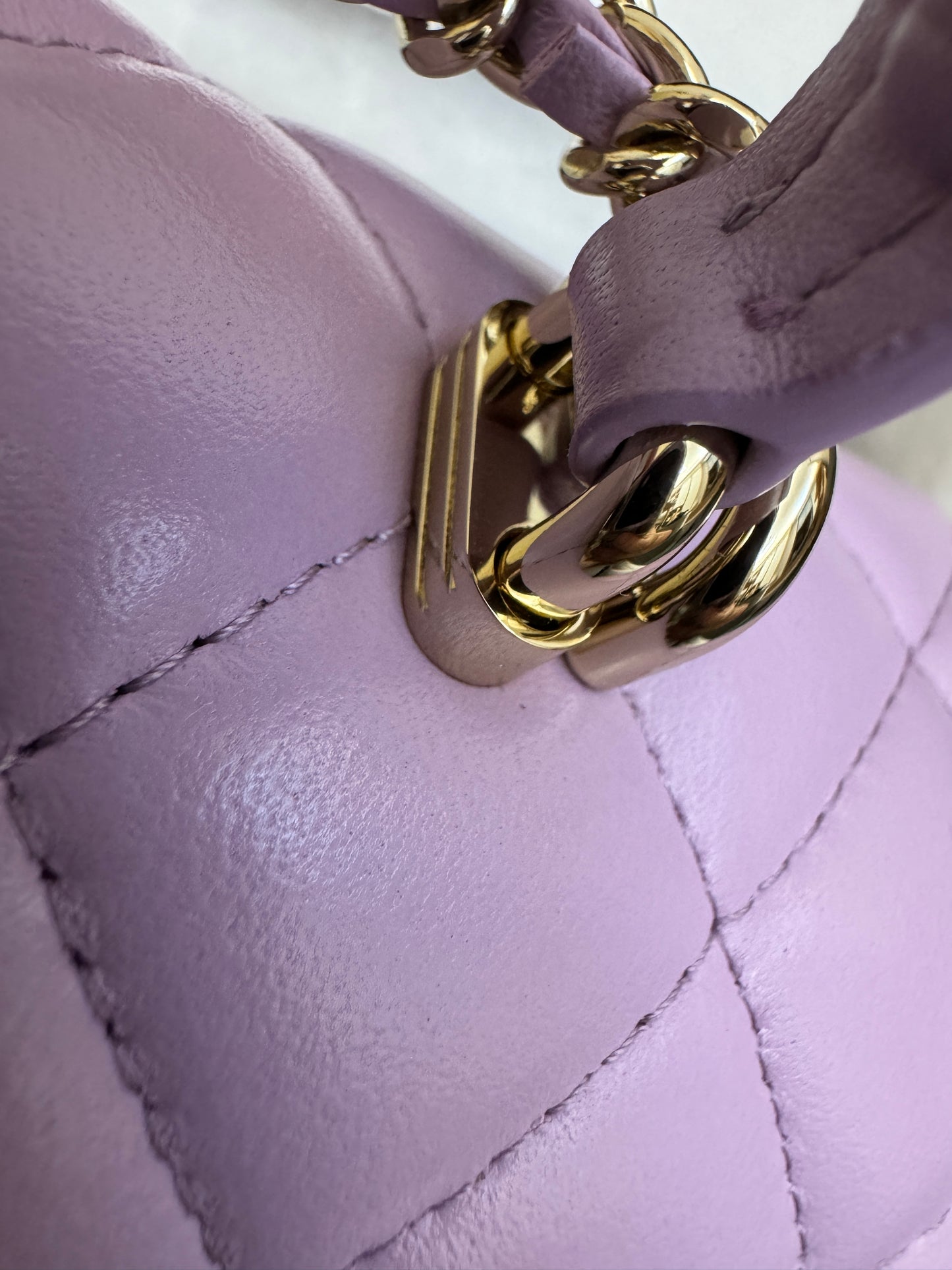 CHANEL mini cf with top handle 粉紫色 24P