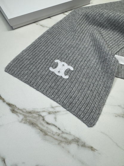 CELINE 灰色凱旋門 100% Cashmere 圍巾