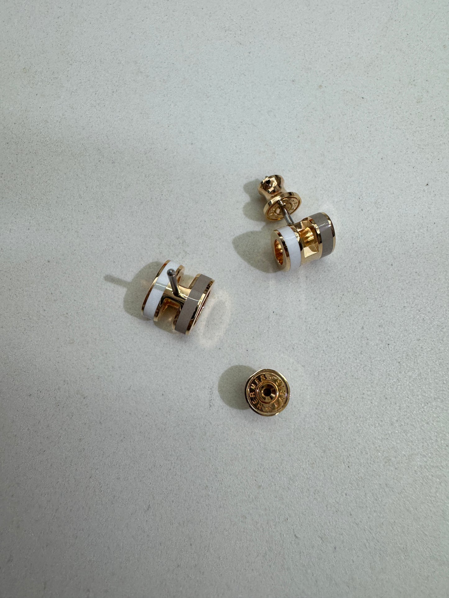 HERMES Mini Pop H 玫瑰金拼色耳環