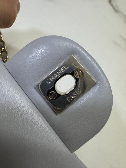 CHANEL Mini CF Handle 25P 淺灰色羊皮