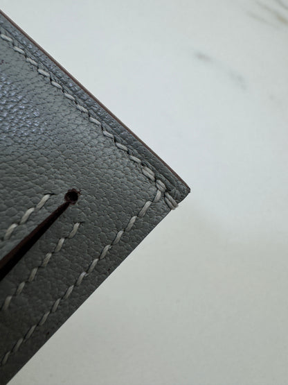 HERMES Bearn Compact Wallet 鱷魚皮珍珠灰金扣 Gris Perle Crocodile GHW