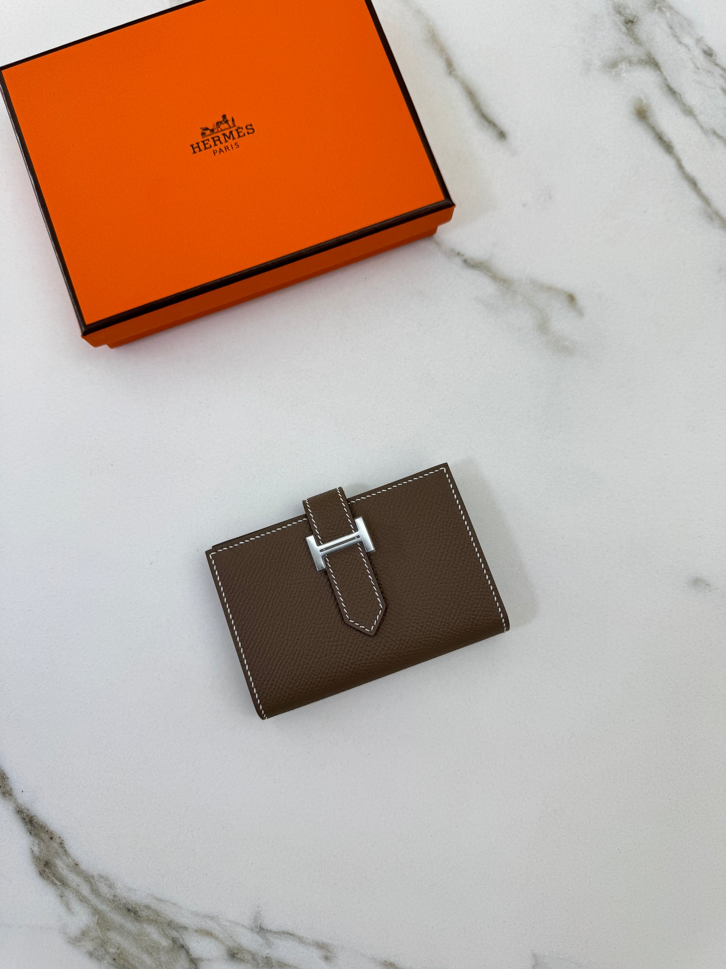 HERMES Bearn Mini Wallet 散紙位 大象灰銀扣 Epsom PHW