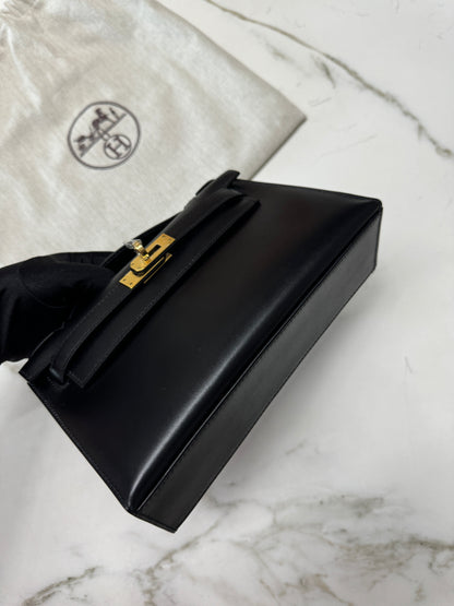 HERMES Mini Kelly 一代 黑金box皮 Kelly Pochette