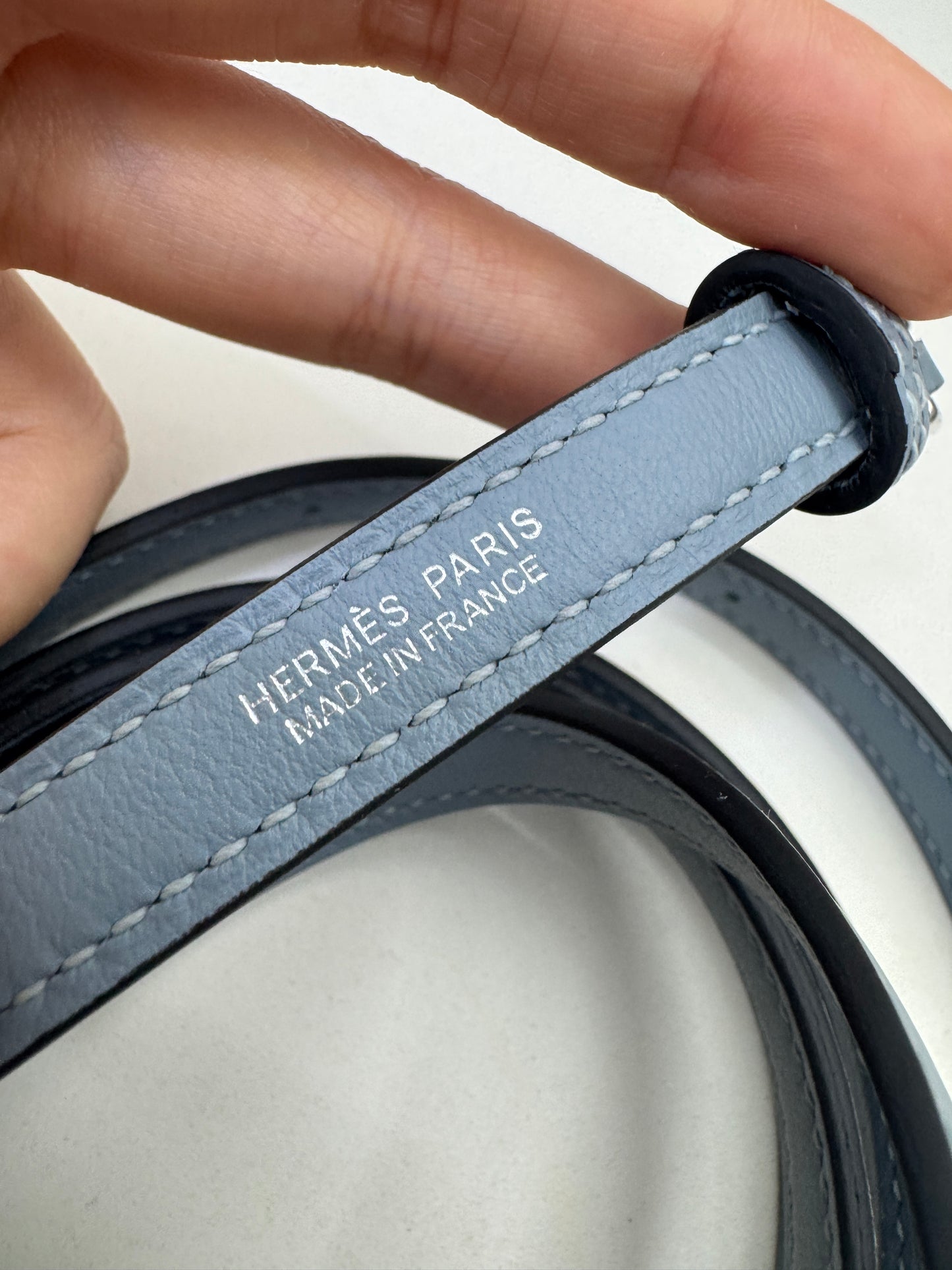 HERMES Mini 2424 亞麻藍銀扣 Evercolor Blue Lin PHW