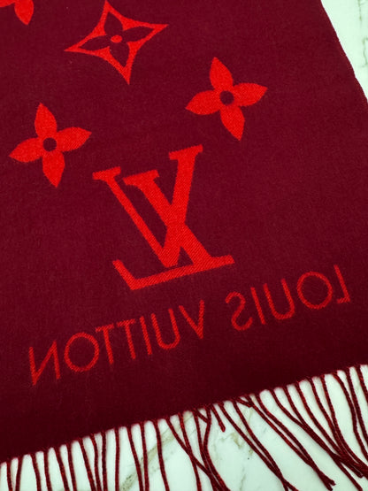LV Reykjavik Scarf 100% Cashmere Rubis