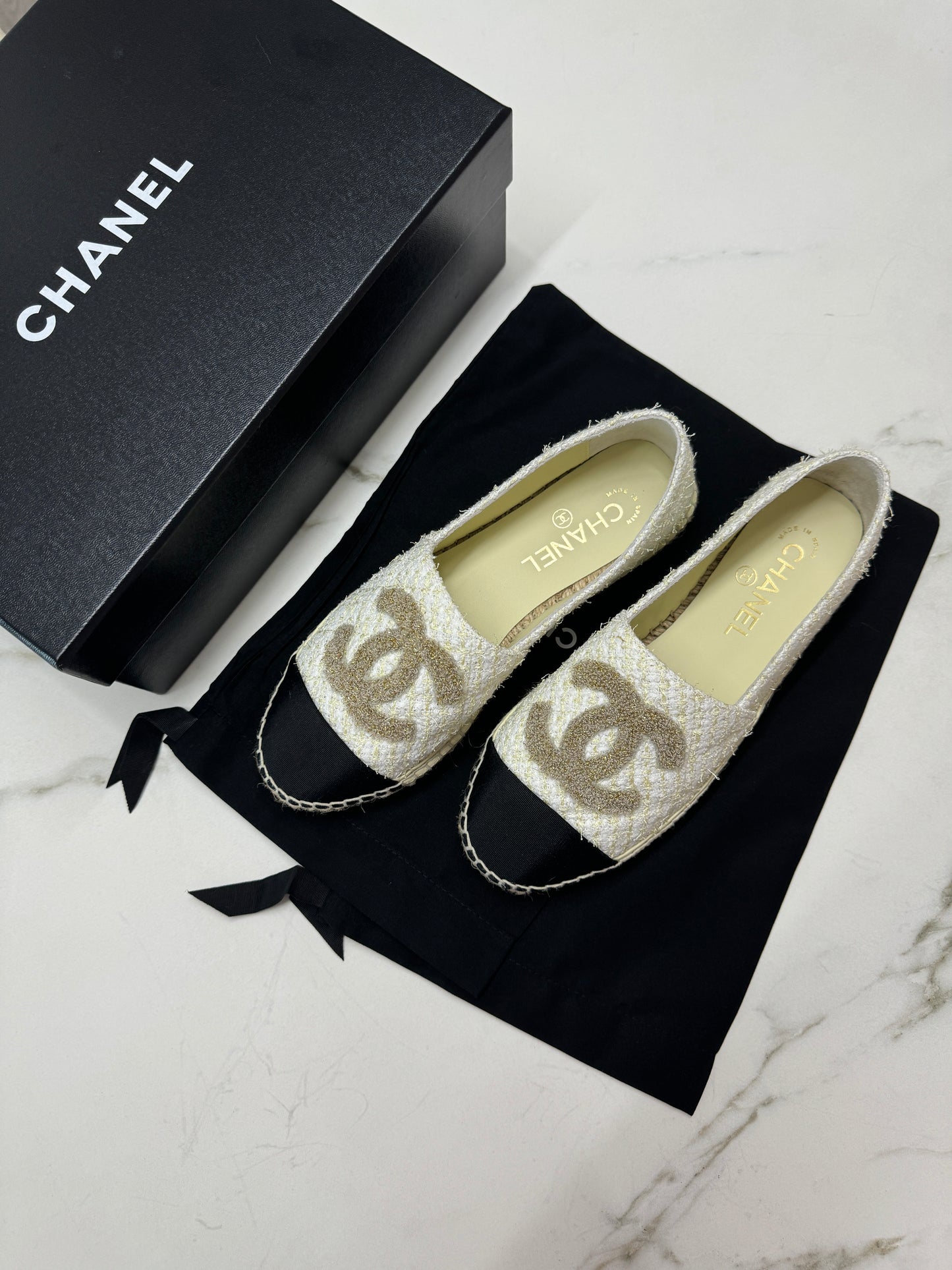 CHANEL 漁夫鞋 斜紋編織軟呢