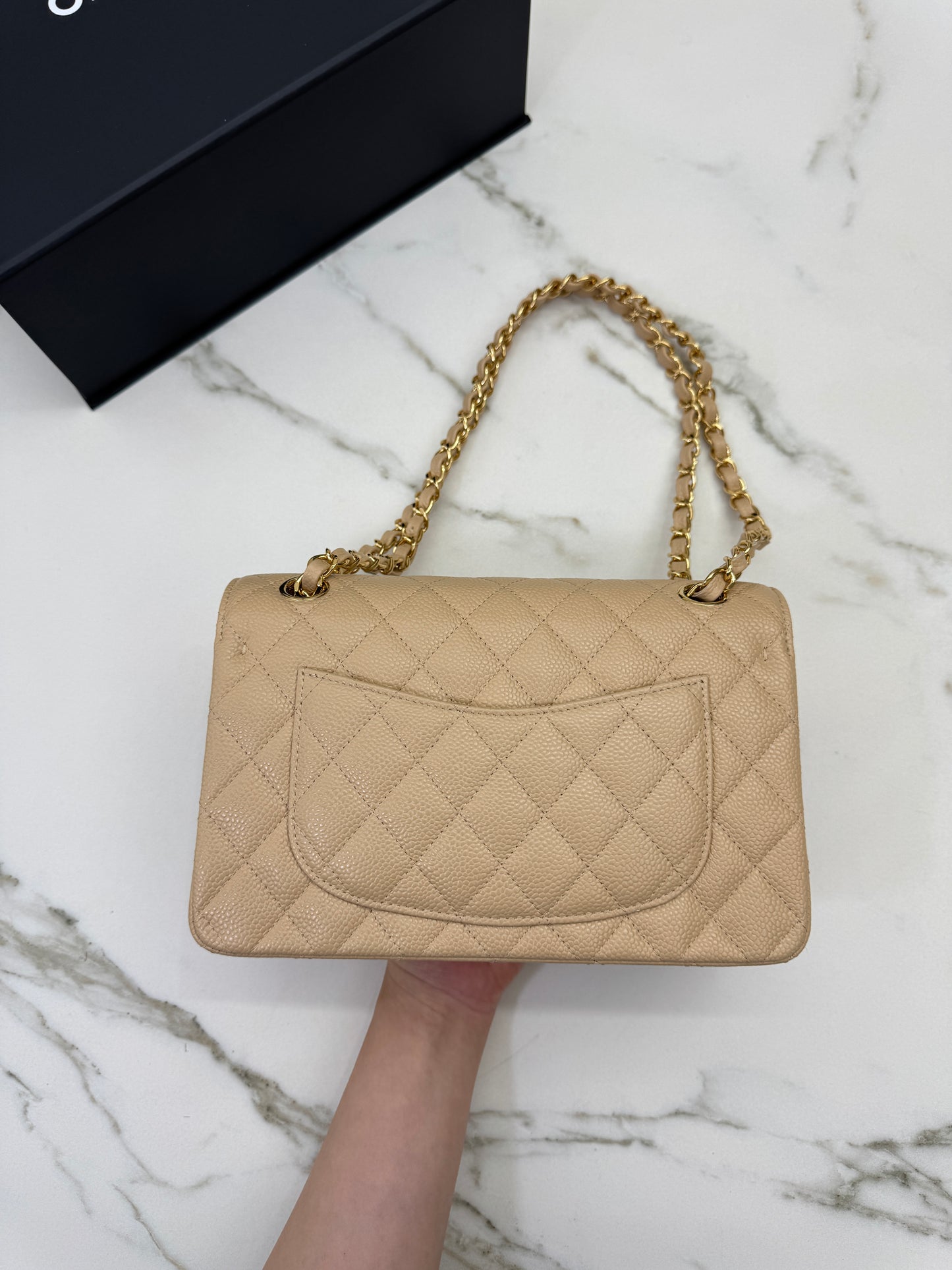 CHANEL CF23 Small 米杏色牛皮金扣 Beige Caviar Calfskin GHW