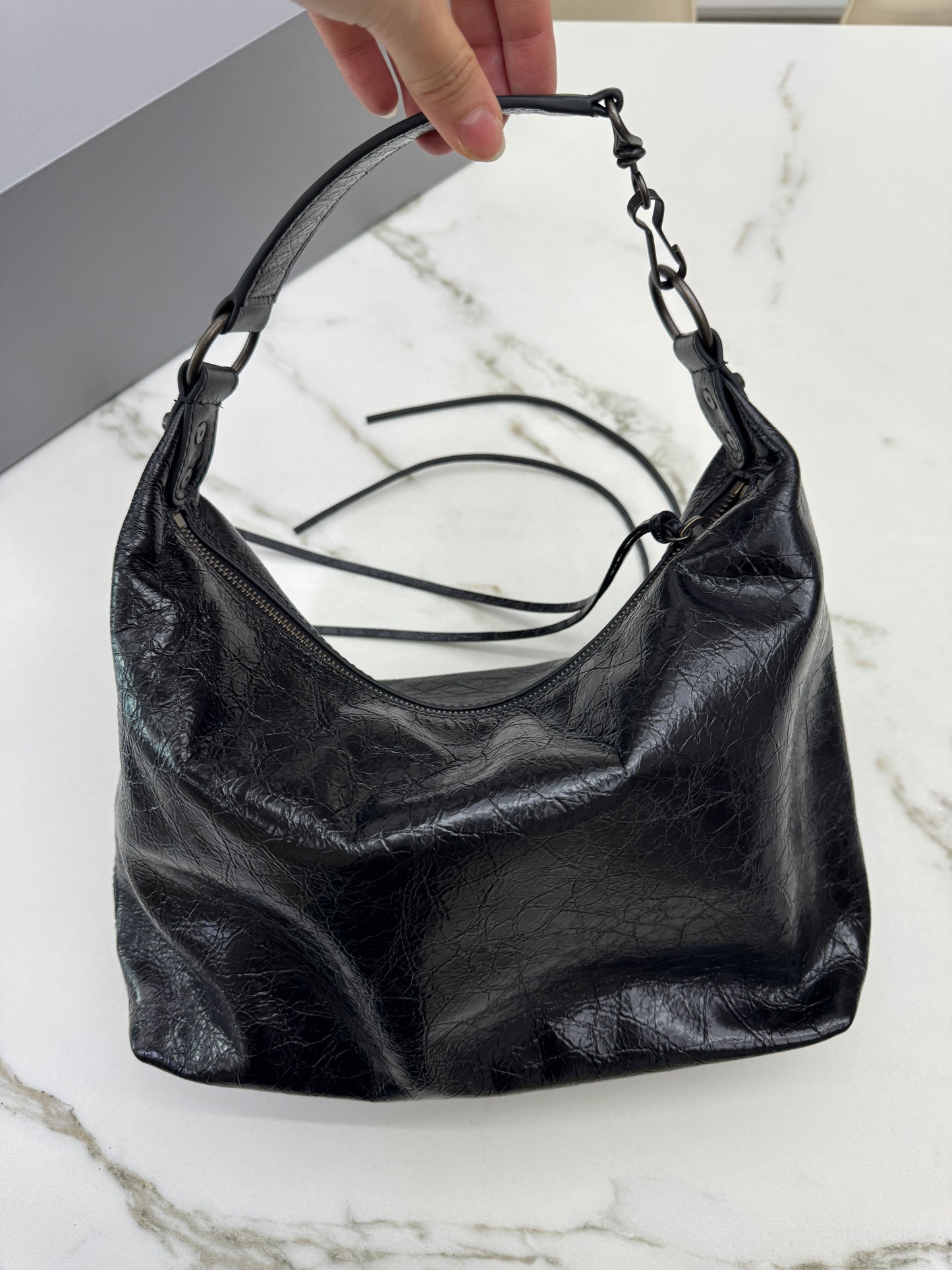 BALENCIAGA Le City Hobo 黑色油蠟皮