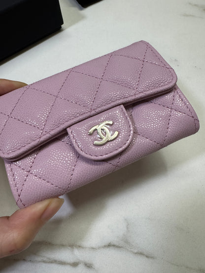 CHANEL 24A粉紫 新版拉鏈 CF Cardholder