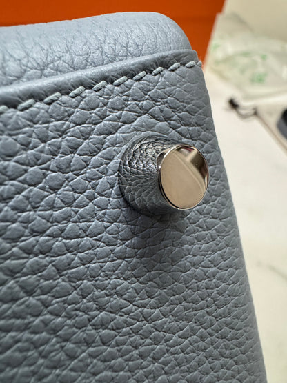 HERMES Kelly 25 亞麻藍 銀扣 內縫 Togo Selier