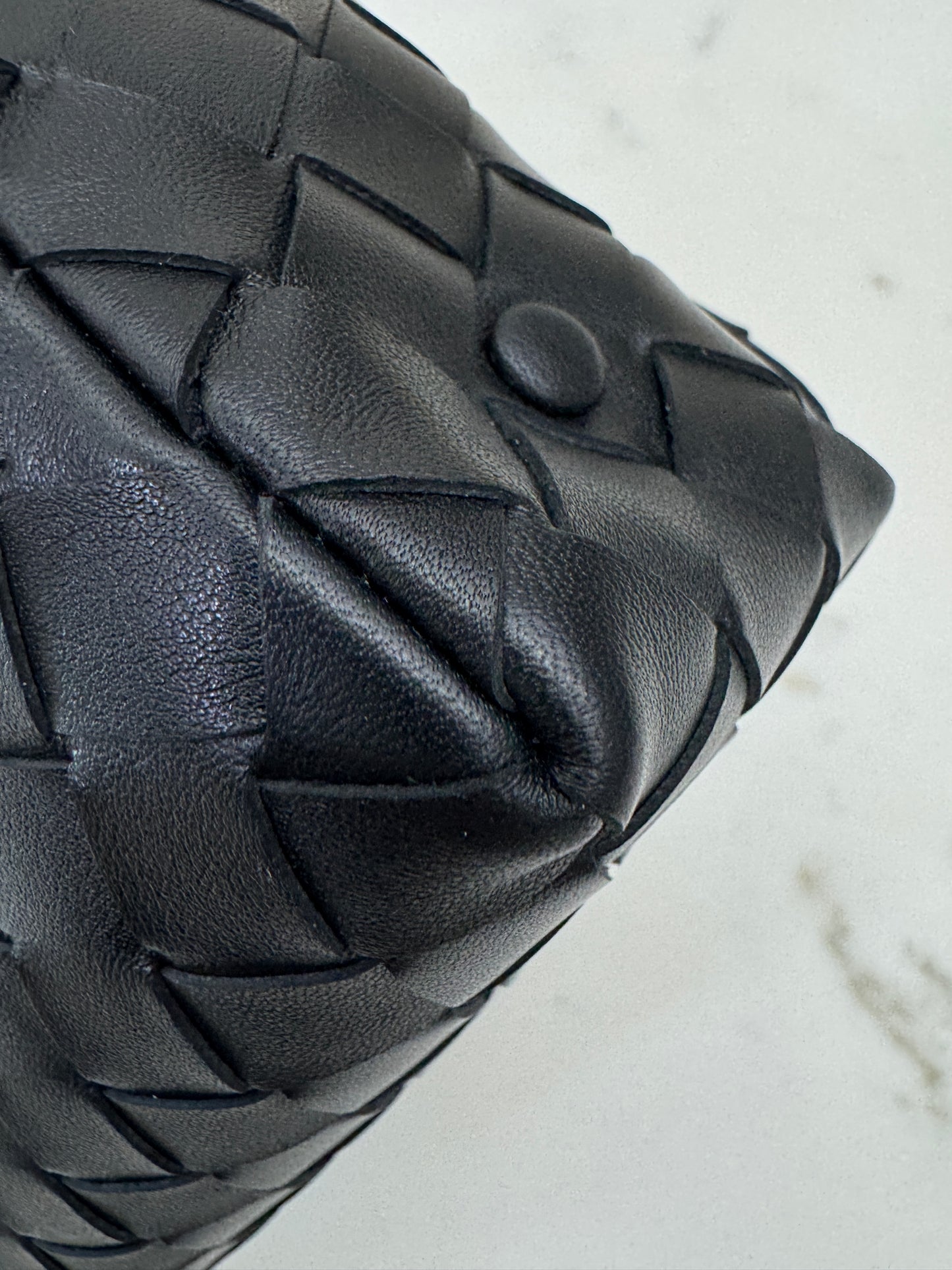 BV Intrecciato Mini Bag with Flap Black