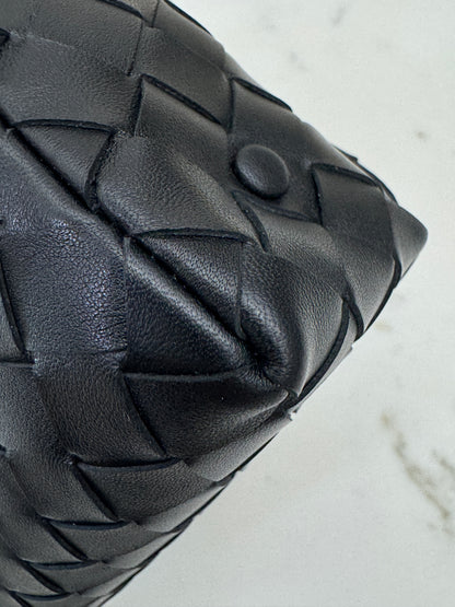 BV Intrecciato Mini Bag with Flap Black