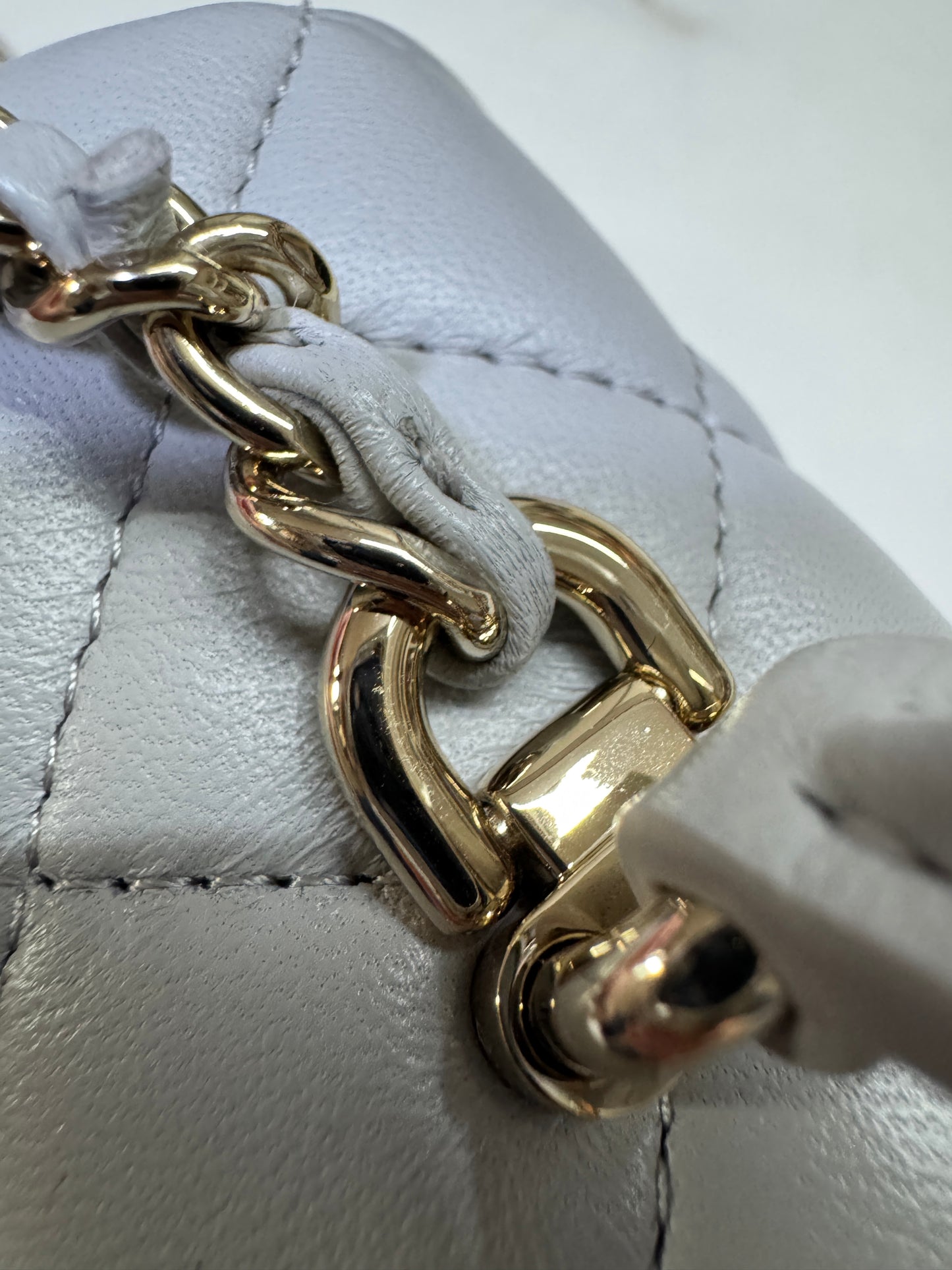 CHANEL Mini CF Handle 25P 淺灰色羊皮