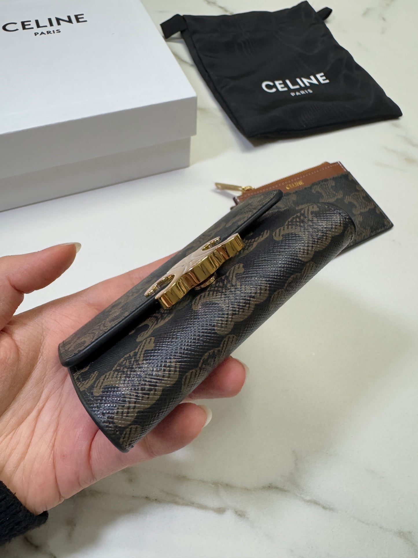 CELINE 兩件套三摺錢包 可拆式拉鍊零錢包
