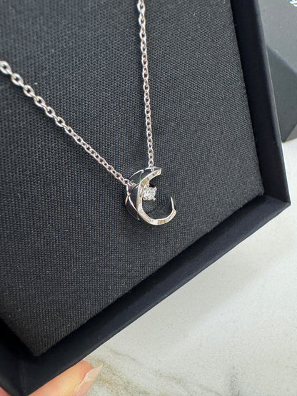 CHANEL Coco Crush 白金色 月亮項鏈