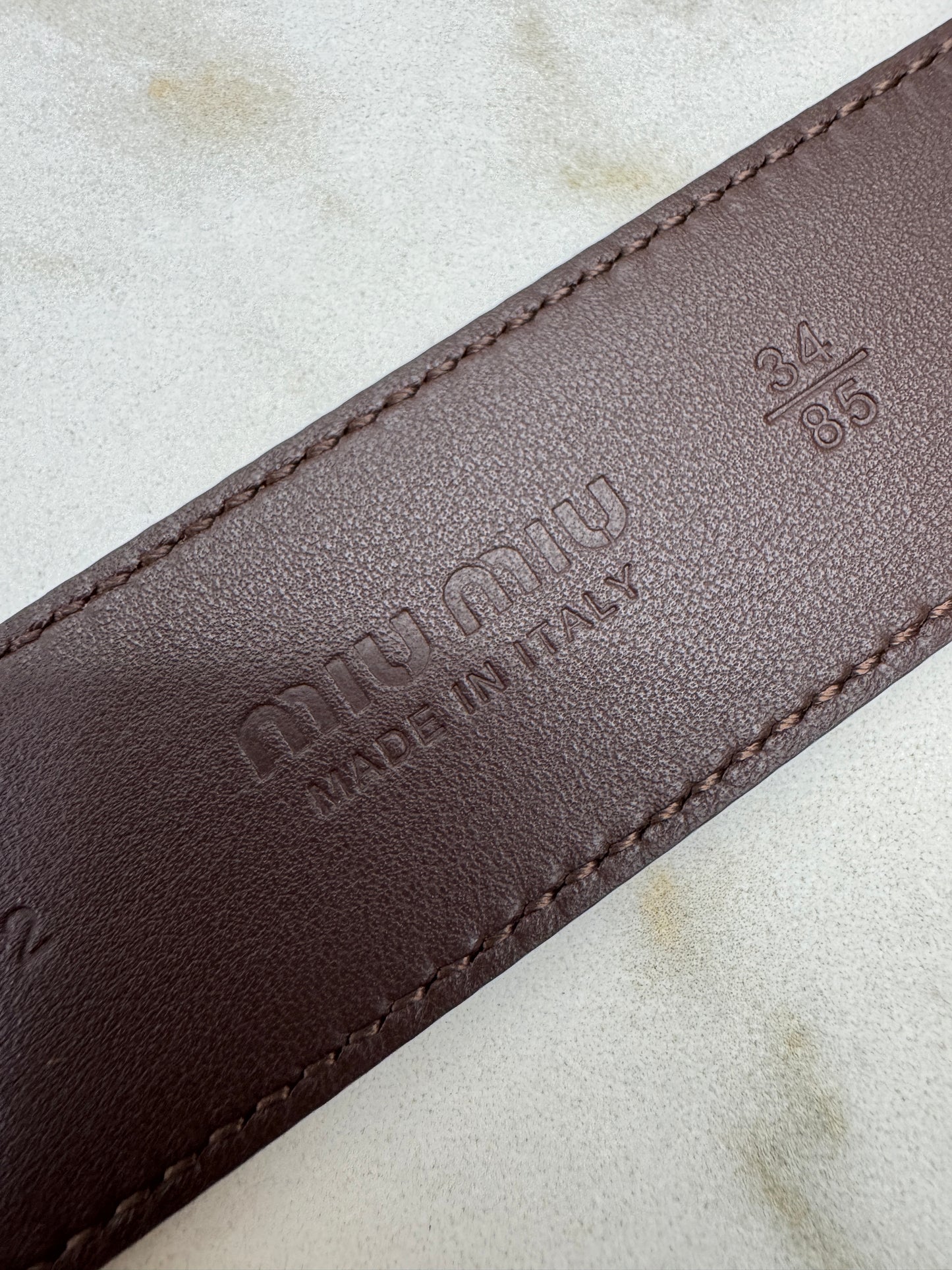 MIU MIU Belt 皮帶 石楠木色金扣