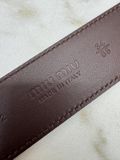 MIU MIU Belt 皮帶 石楠木色金扣