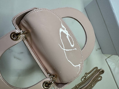 DIOR Lady Mini 三格 漆皮 淡粉 light Pink