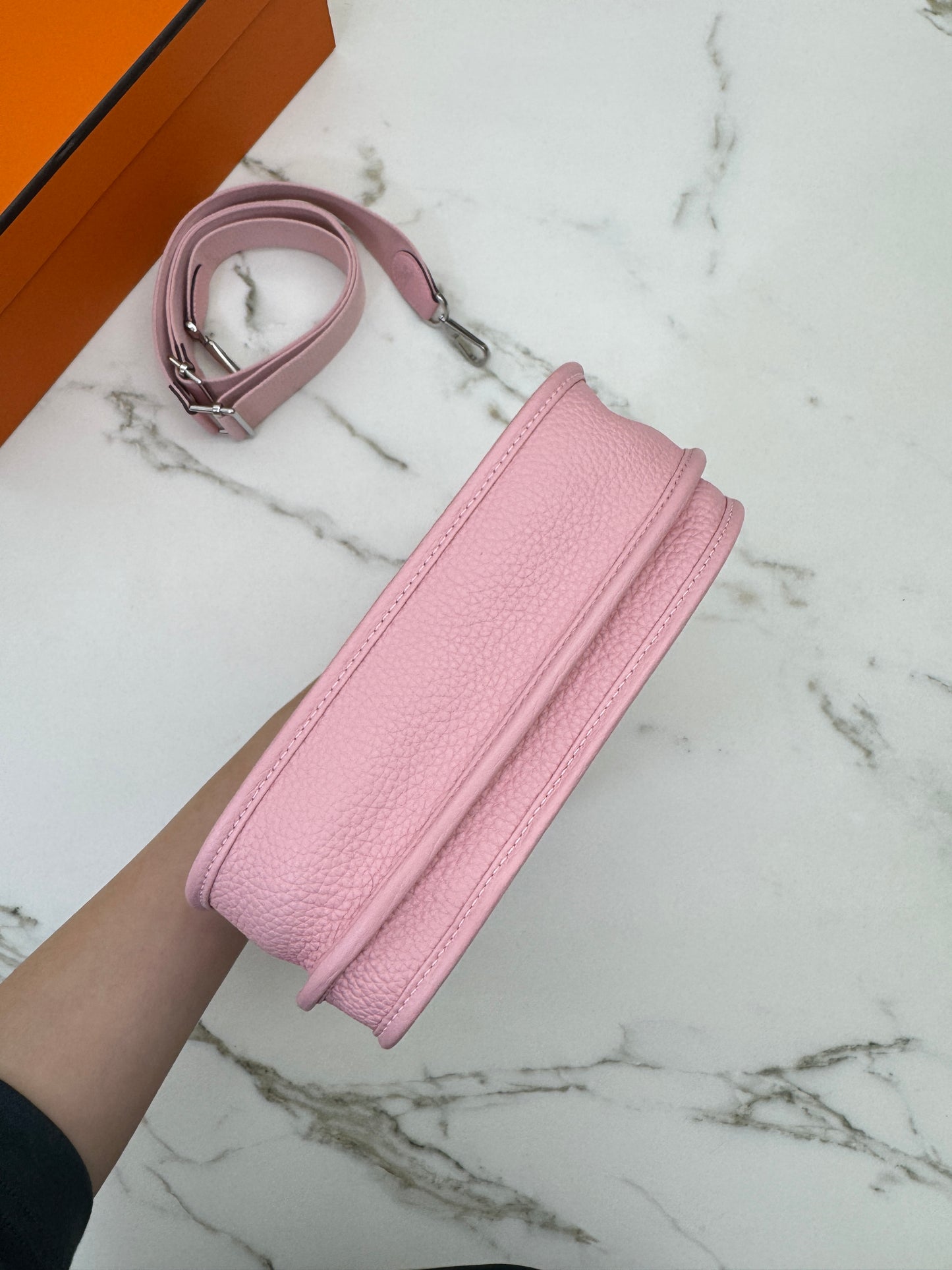 HERMES Evelyne 23 櫻花粉銀扣 3Q Rose Sakura PHW