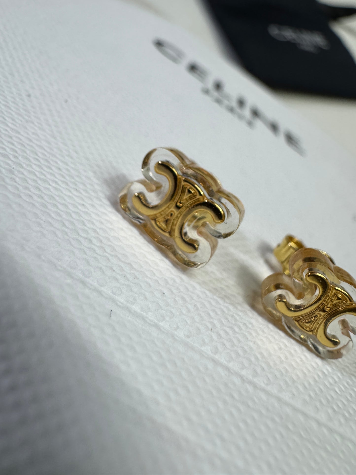 CELINE 凱旋門 透明耳環