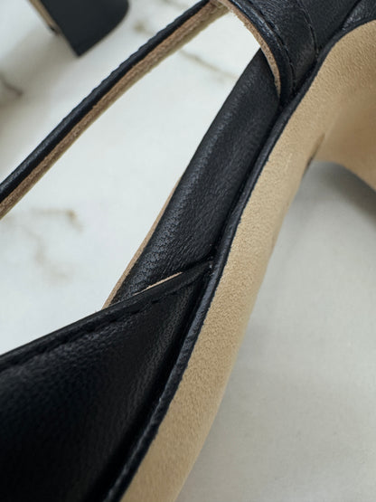 CHANEL Slingback 黑色羊皮