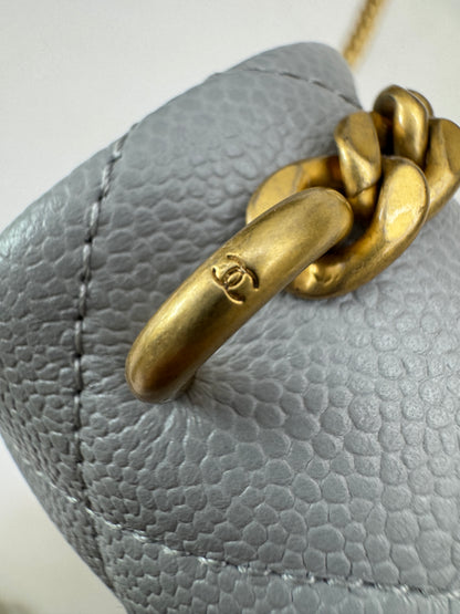 CHANEL 愛心金球 灰色 Mini Flap Bag 20cm