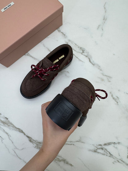 MIU MIU 絨面厚底 Loafers
